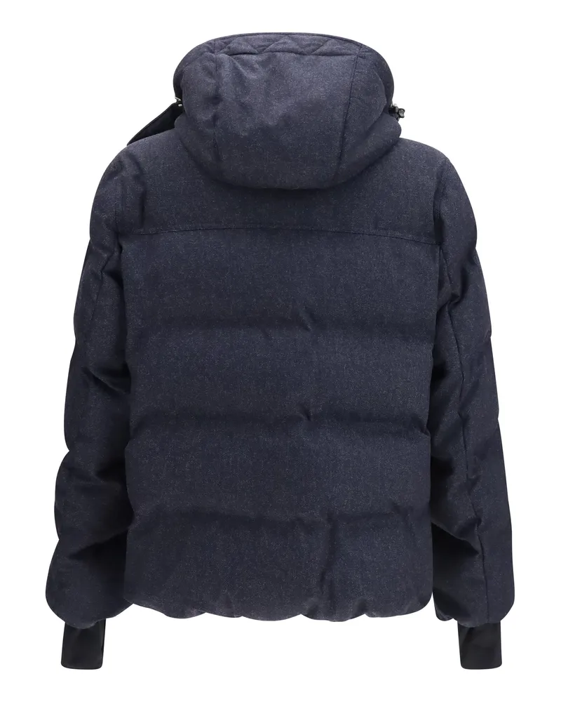 Moncler Padded Denim-Effect Wool Ski Jacket — Blue Blue