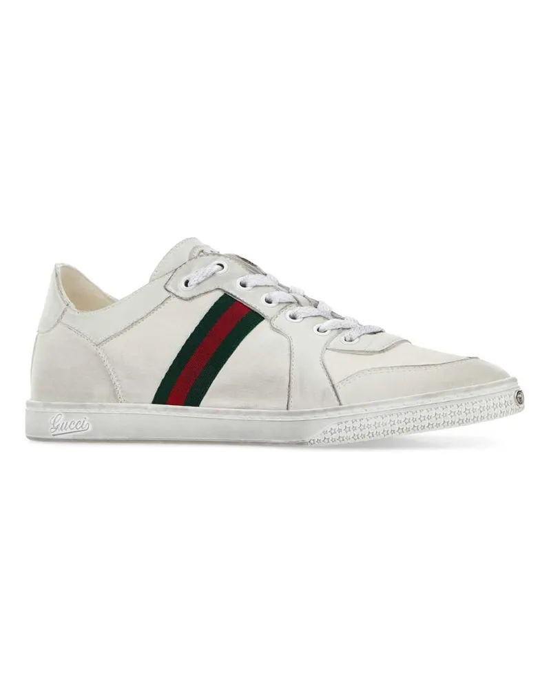 Gucci Women's White Leather Stretch Sneakers Whitewhitevrv White