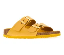 Women's Yellow Leather Arizona Slippers Hex Ochre, Amalfi Natural Flat Shoes