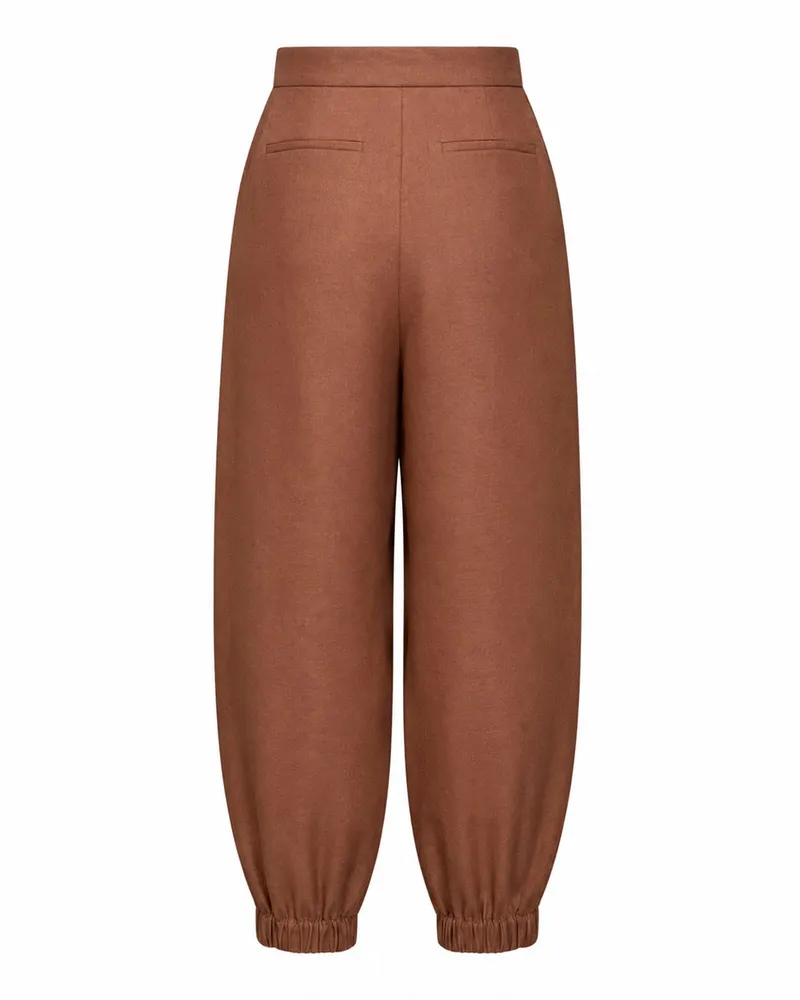 Fendi Women's Trousers High-Rise Linen-Cotton, Brown Brown