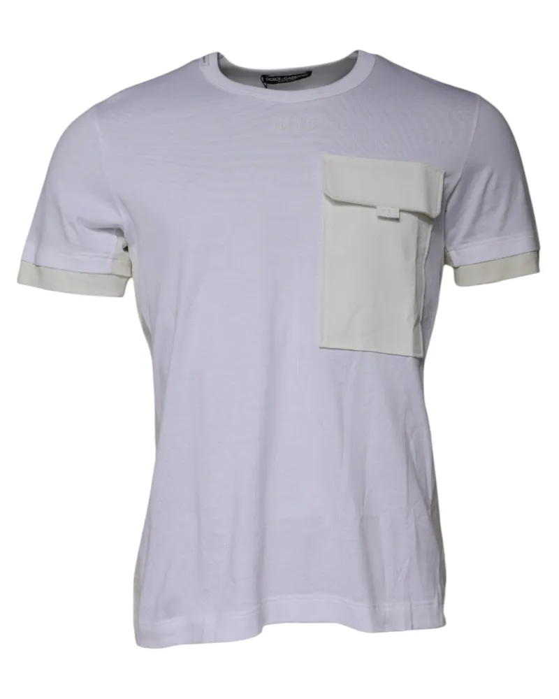 Dolce & Gabbana Men's White Cotton Crew Neck Short Sleeves T-Shirt White