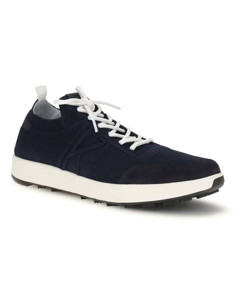 Kiton Men's Sneakers By  Blu Upper: Fabric; Sole: Rubber Navy
