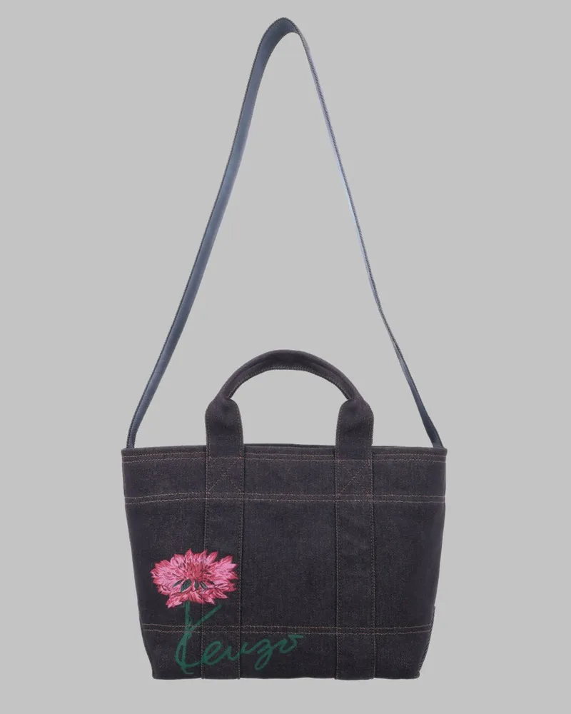 Kenzo Men's Tote Bag Tulip Blue Cotton Polyester Handbags Hand Blue
