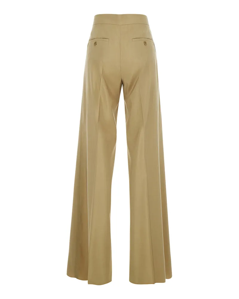 Max Mara Women's Trousers Bronte Beige Wool-Silk Virgin Wool Beige