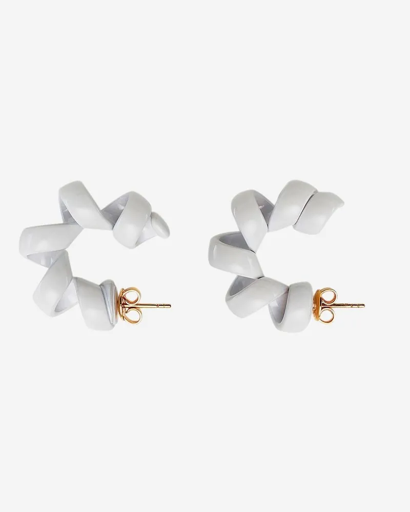 Bottega Veneta Women's Earrings Coiled Silver White White