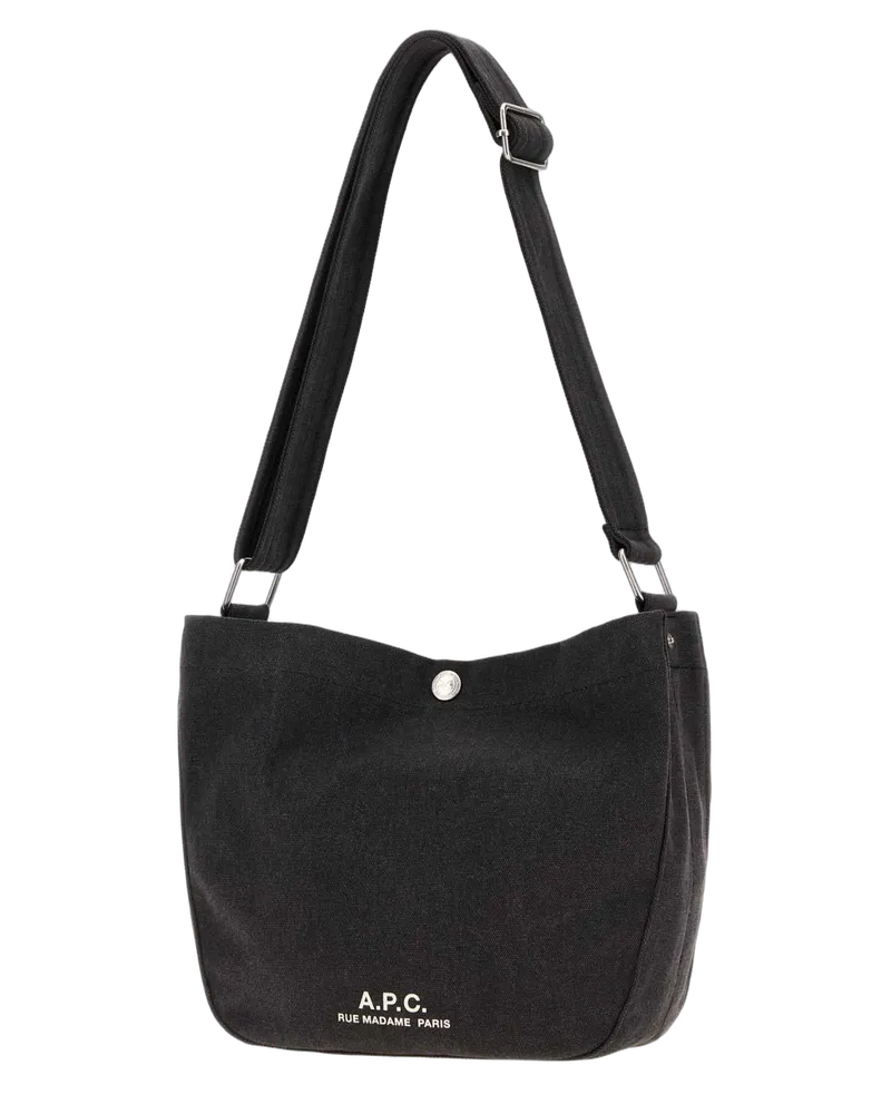 A.P.C. Men's Dark Grey Canvas Small Besace Crossbody Bag Black Borse A Mano Black