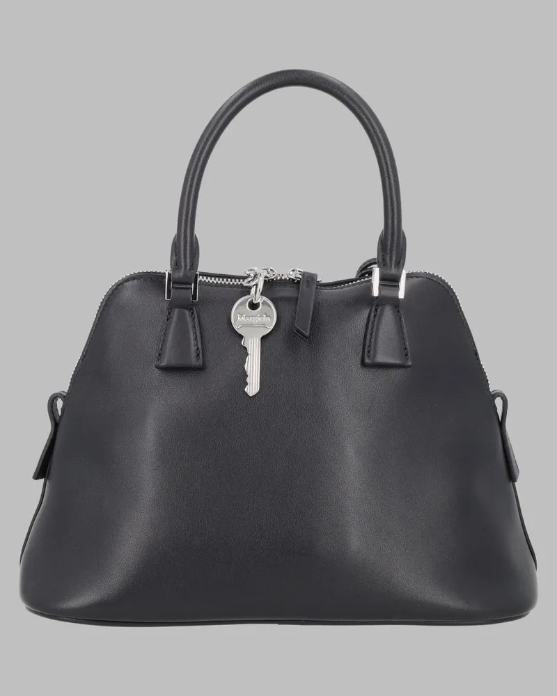 Maison Margiela Unisex Handbag 5ac Soft Mini Black Leather Shoulder Bags Black