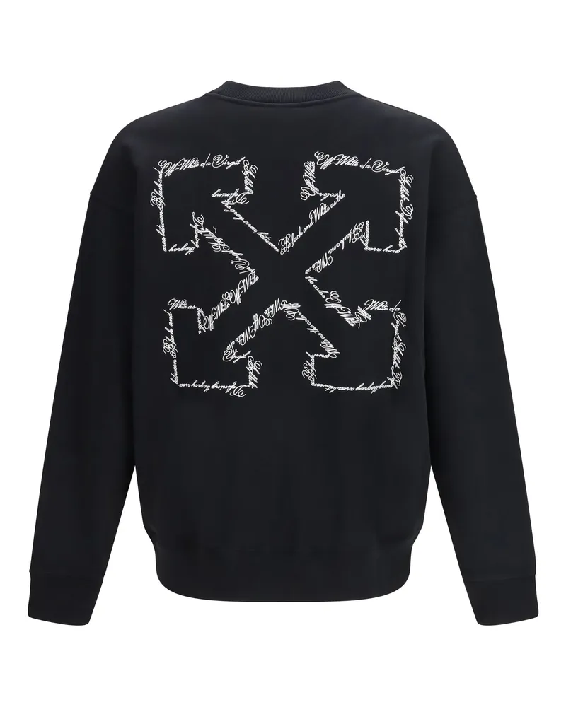 OFF-WHITE Men Script Arrow Crewneck Sweatshirt Black Cotton Sweatshirts Sweater Black