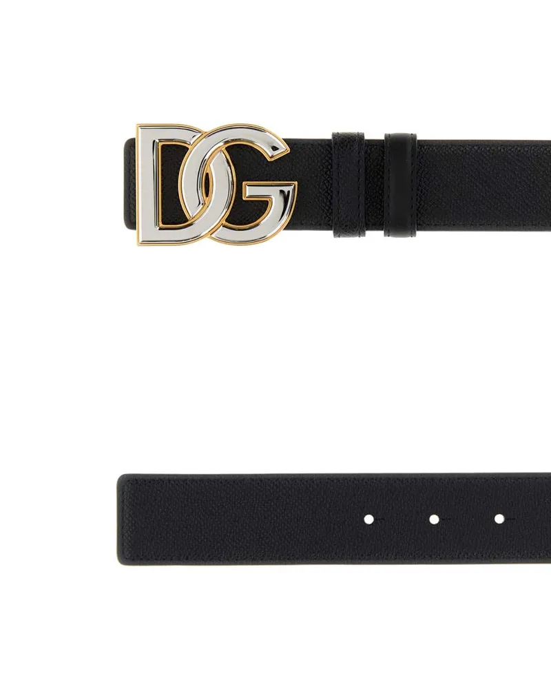 Dolce & Gabbana Men's Black Leather Reversible Belt Neronero Exterior: Cinture Black