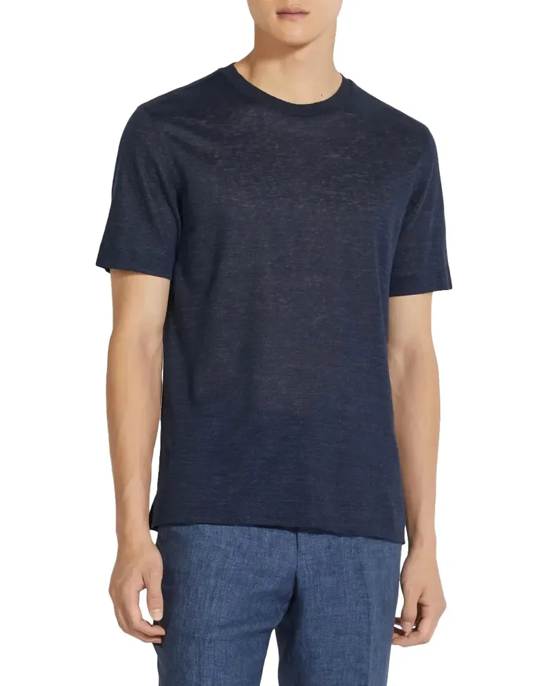 Ermenegildo Zegna Fine-Knit Linen T-Shirt — Navy Navy