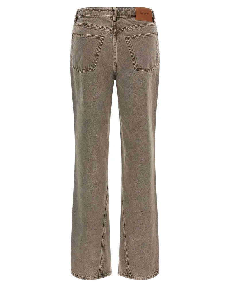 ROTATE Birger Christensen Straight-Leg Denim Jeans — Taupe Taupe