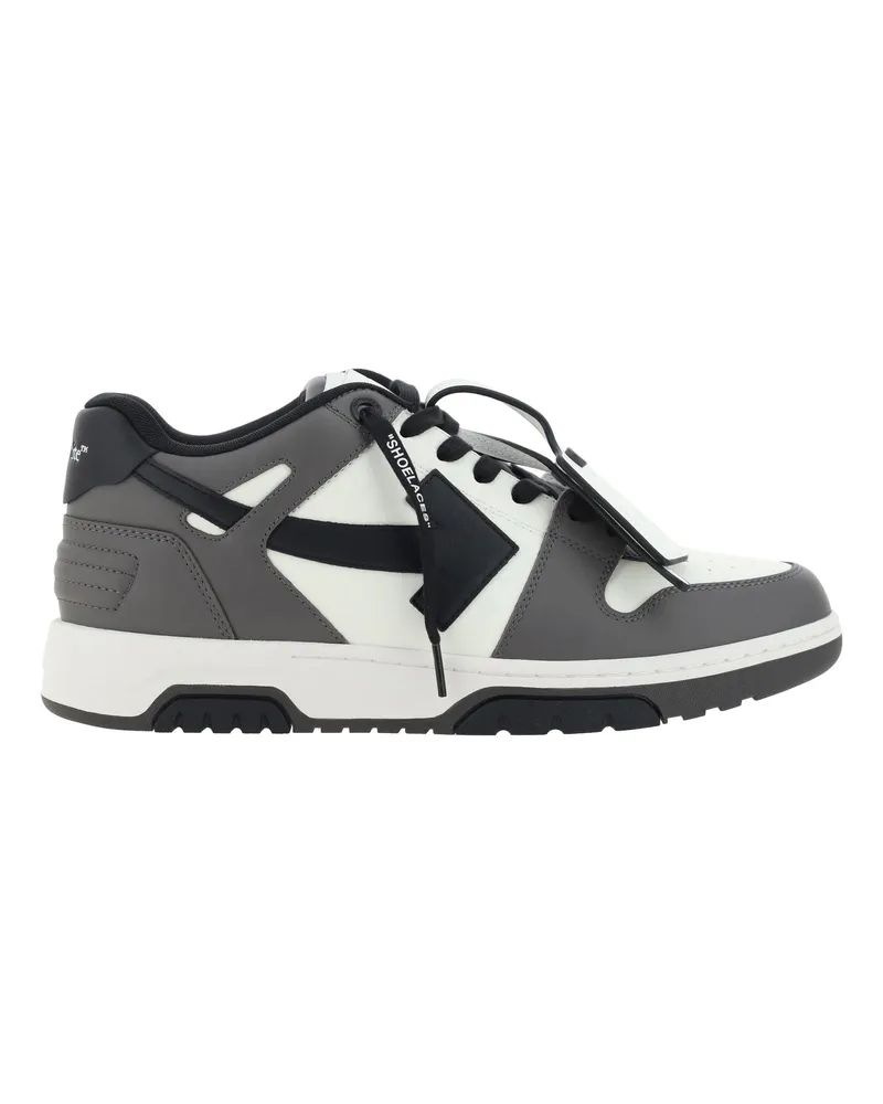 OFF-WHITE Men's Out Of Officel Leather Sneakers Dark Grey - Black Gray