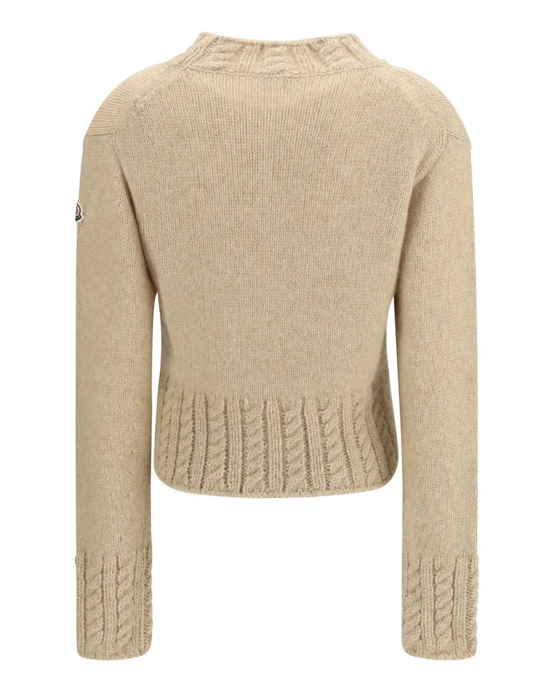 Moncler Cable-Knit Alpaca-Blend Sweater — Beige Beige