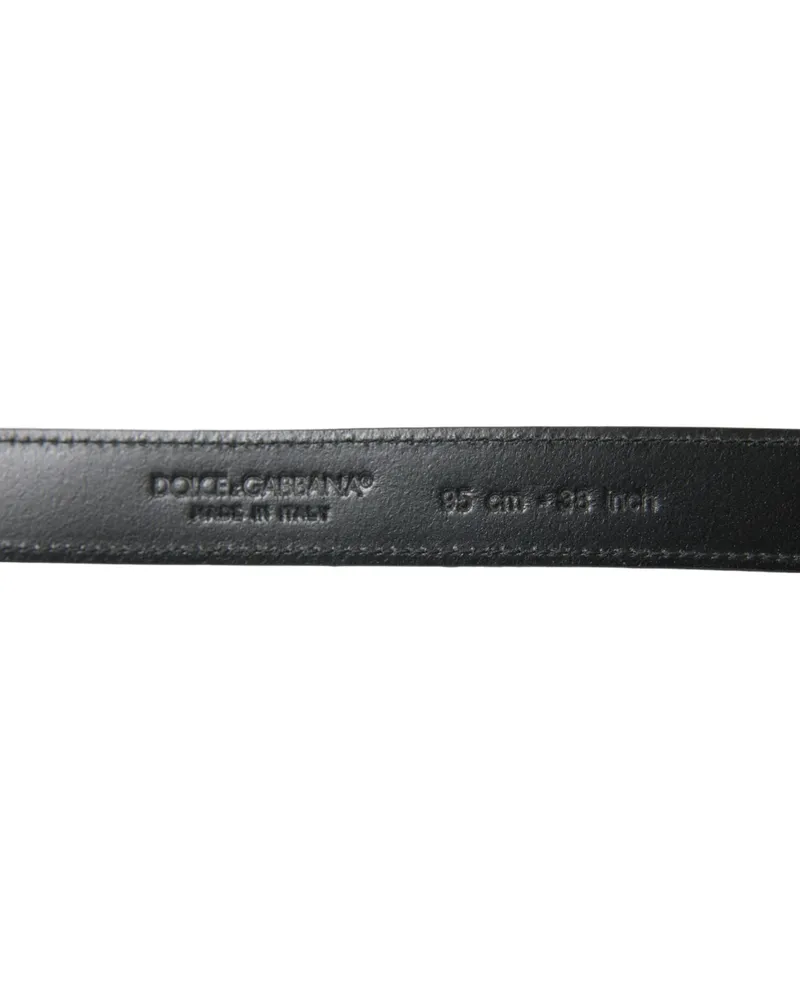 Dolce & Gabbana Men's Black Leather Silver Metal Buckle Belt Black