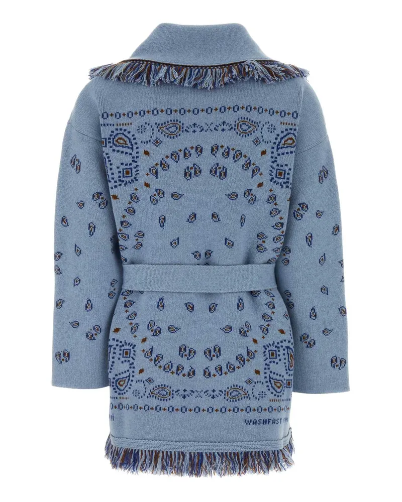 Alanui Women's Embroidered Wool Blend Bandana Cardigan Maglieria Sweater Blue