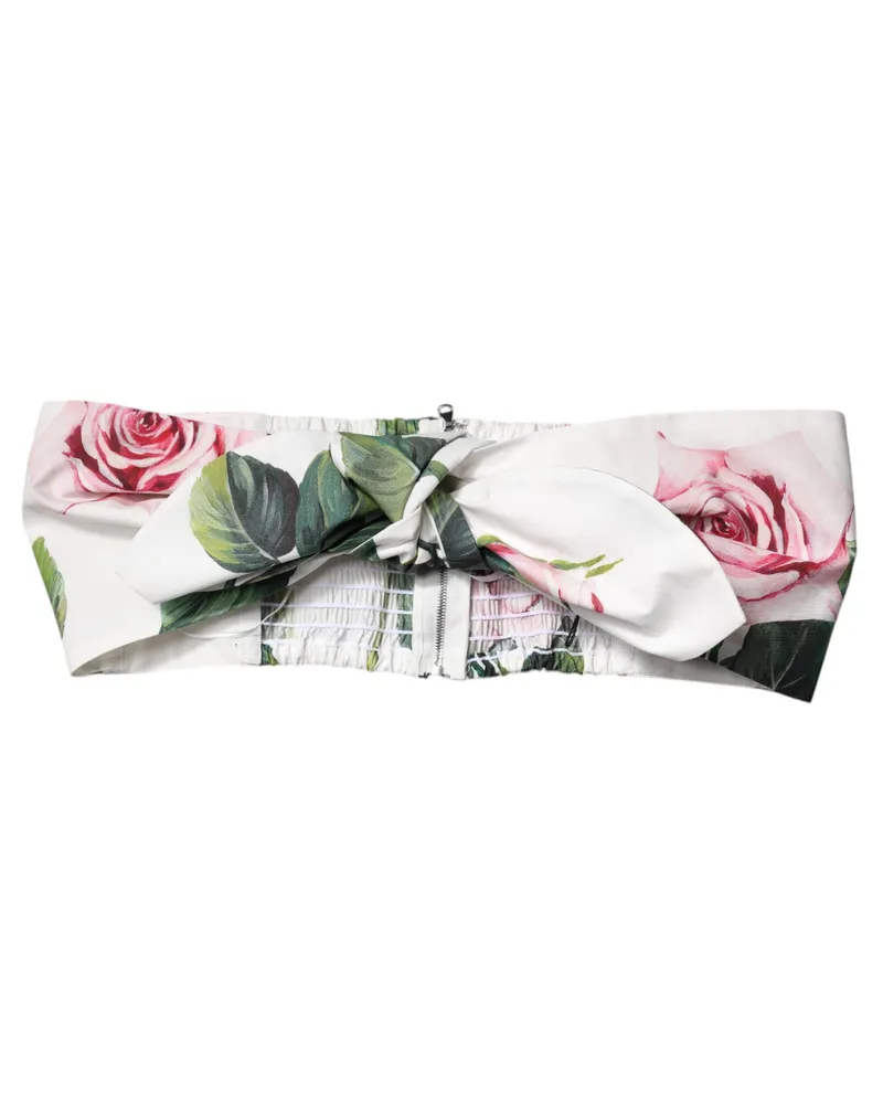 Dolce & Gabbana Floral Print Cotton Bustier Top — White White