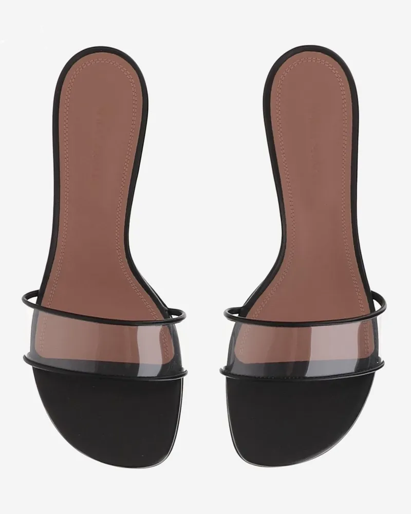 Amina Muaddi Women's Sandals Andreea Glass Black Leather Black