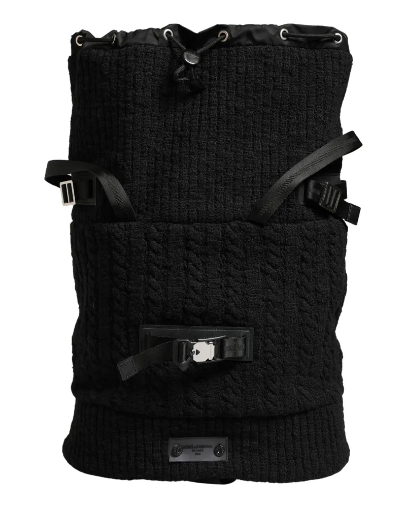 Dolce & Gabbana Men's Tricot Wool-Blend Backpack Black Nylon Acrylic Virgin Black
