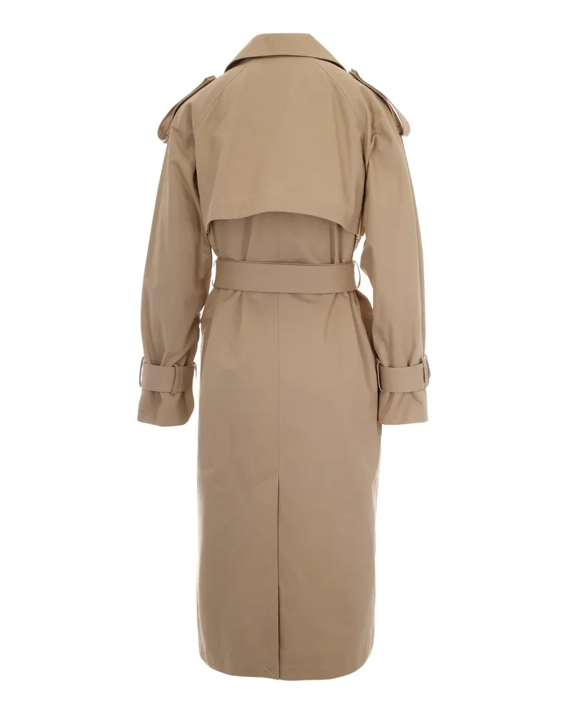 Liu Jo Women's Midi Trench Cappuccino Cotton & Raincoats Beige