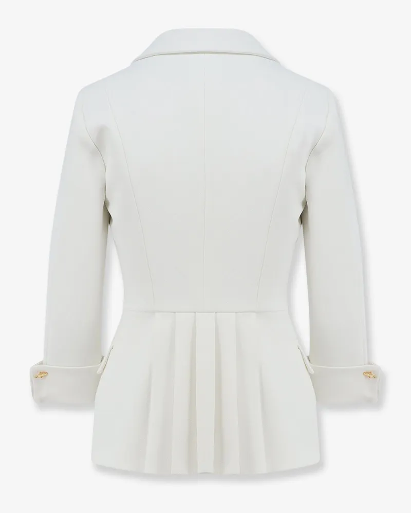 Elisabetta Franchi Women's Blazer Stretch Fabric, White Polyester Blazers Jacket White