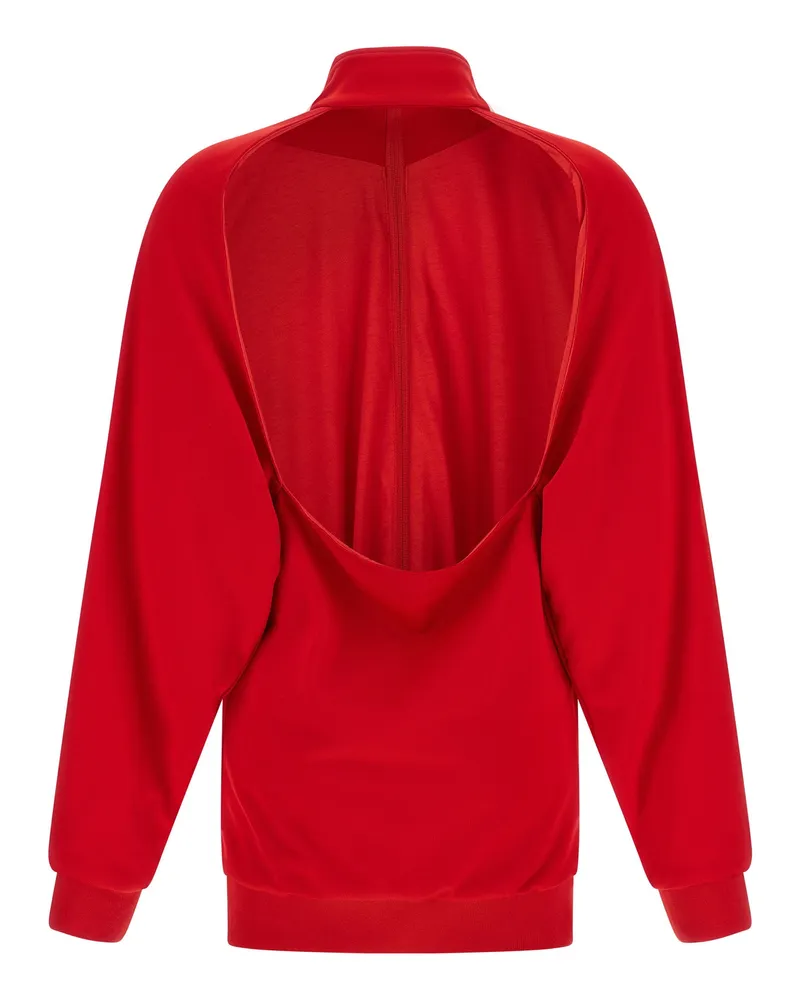 Balenciaga Logo-Embroidered Fleece Dress — Red Red