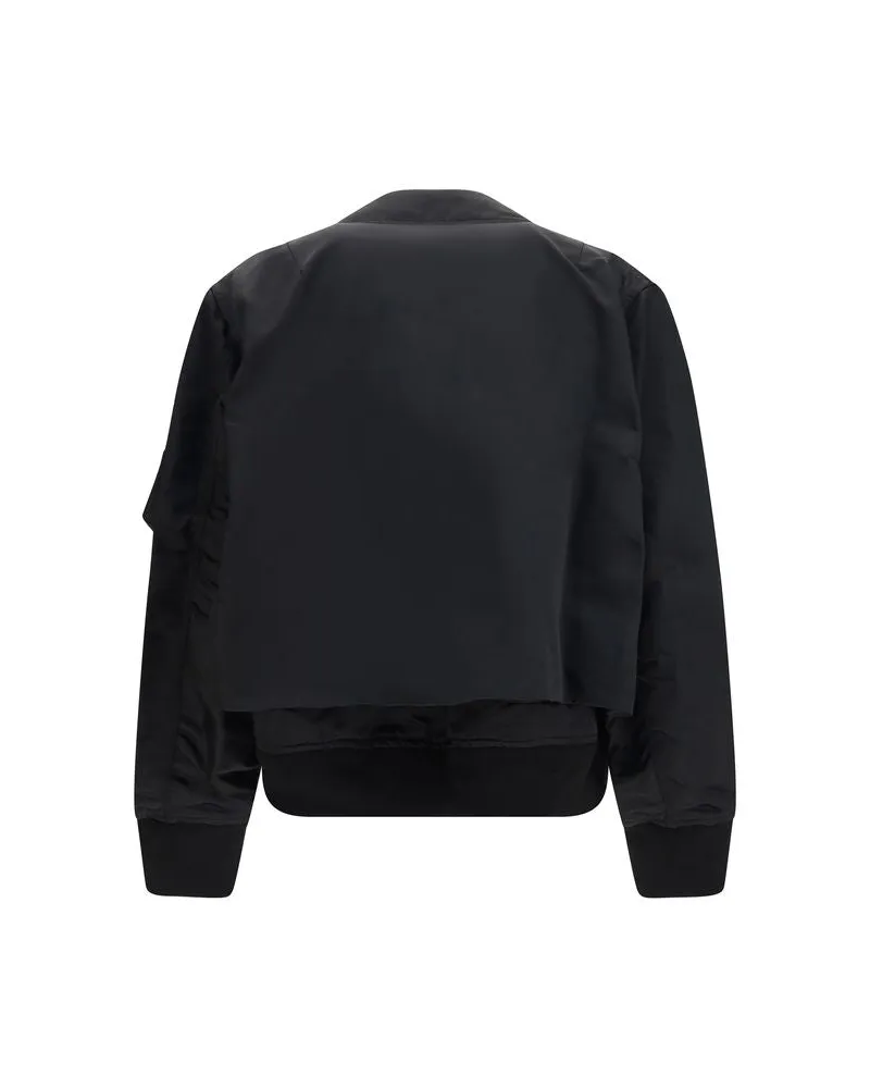 Sacai Men's Black Cotton Bomber Clothing Black