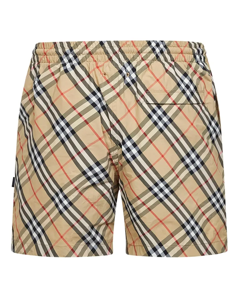 Burberry Men Swim Shorts Check Sand Nylon Beige Polyamide Beachwear Sea Clothing Beige