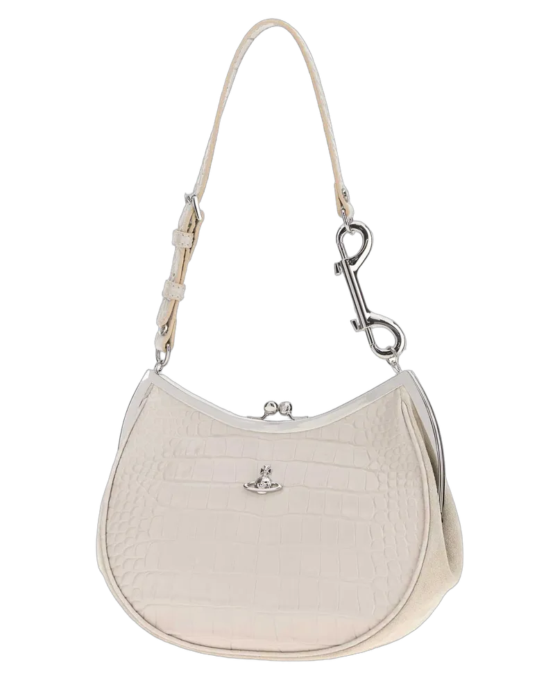 Vivienne Westwood Women's Ivory Leather Charm Frame Purse Shoulder Bag Pearl White Borse A Mano White