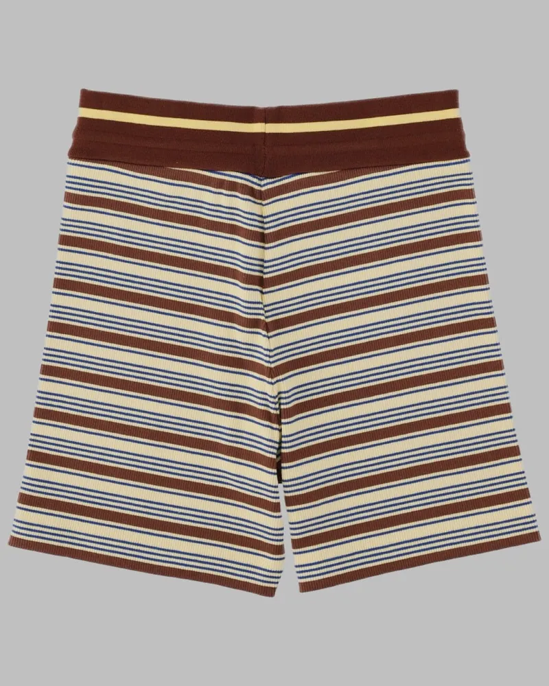 Fendi Striped Cotton-Knit Shorts — Brown Brown