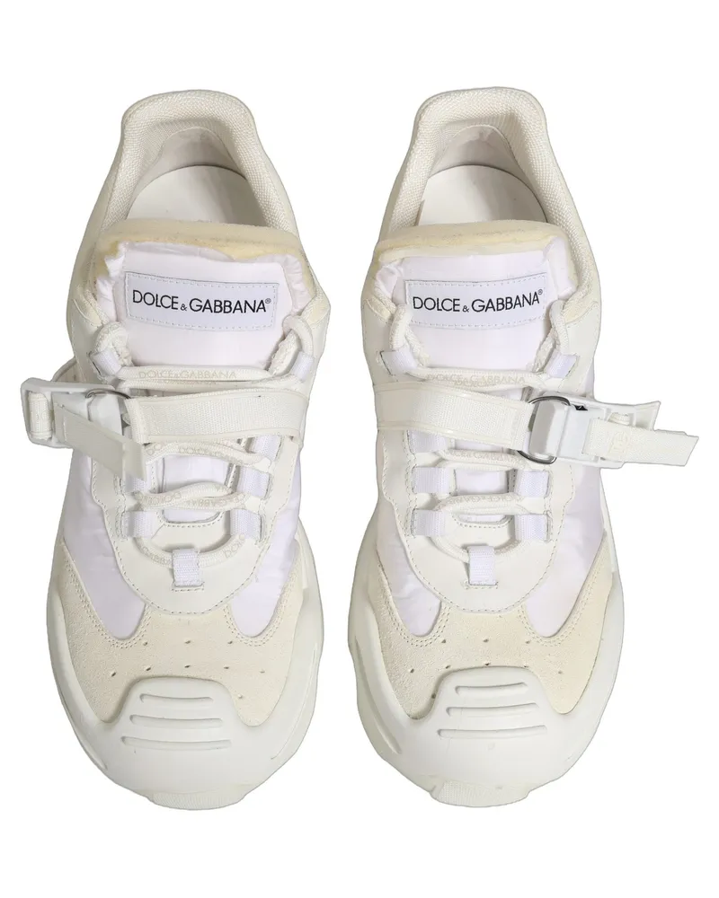 Dolce & Gabbana White Airmaster Panelled Low Top Men Sneakers Shoes Nylon Suede White