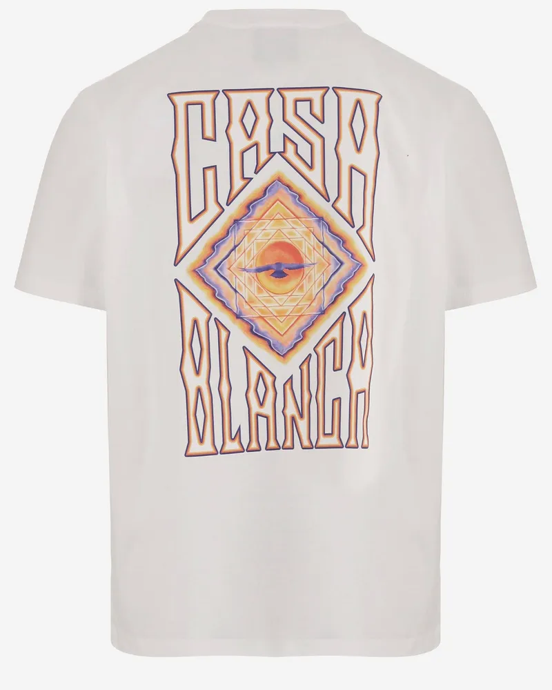 Casablanca Paris Men's Cotton T-Shirt Printed White Organic T-Shirts And Polos White