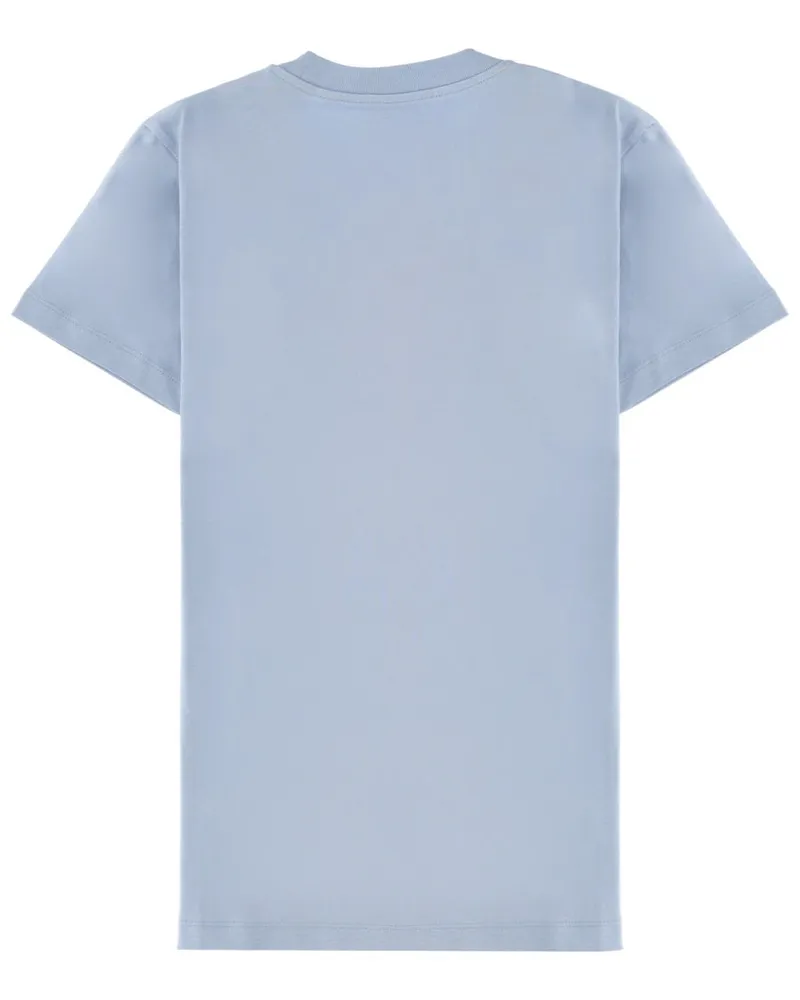 Moncler Logo-Embroidered Cotton T-Shirt — Blue Blue