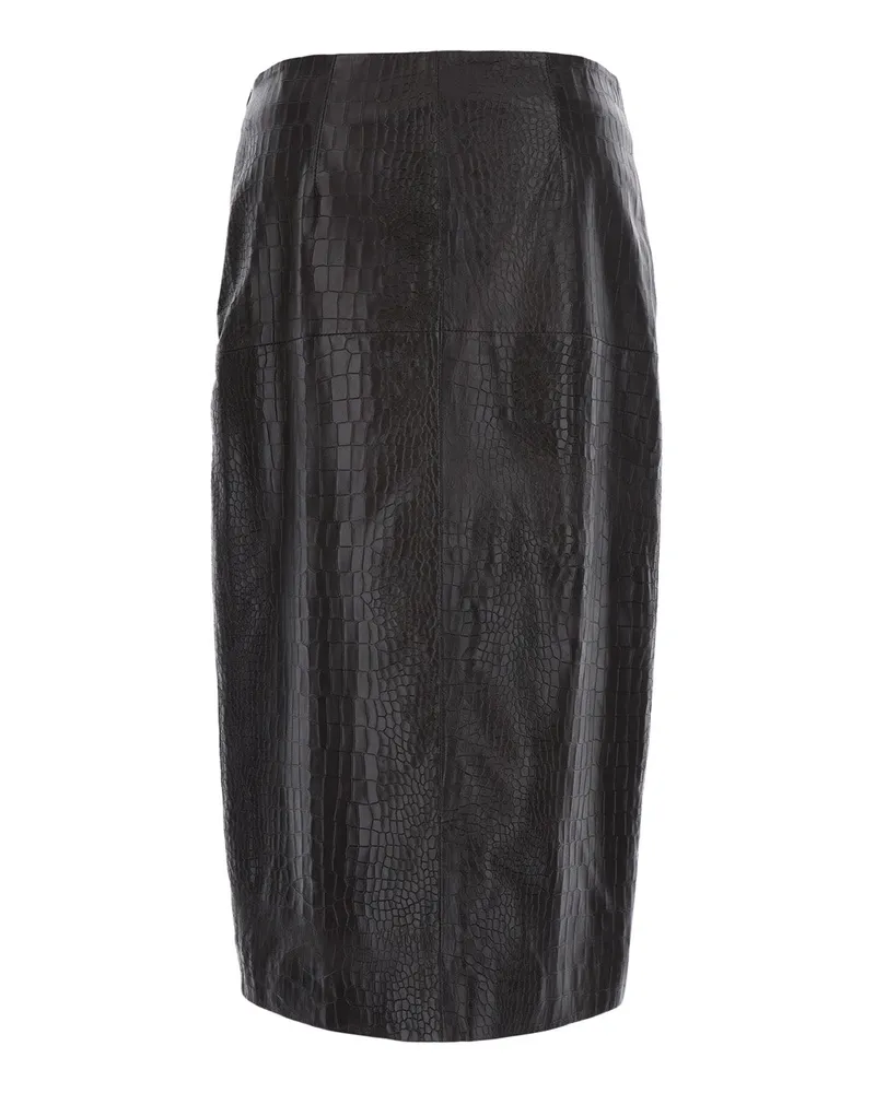 Federica Tosi Women's Skirt Longuette Cocco Print Brown Leather Brown