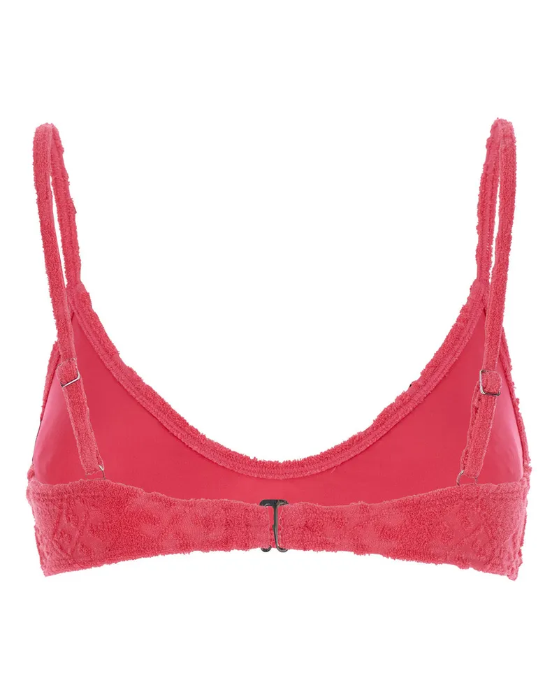 Tory Burch Women Pink Bikini Top With Adjustable Straps Cotton Tops Pink