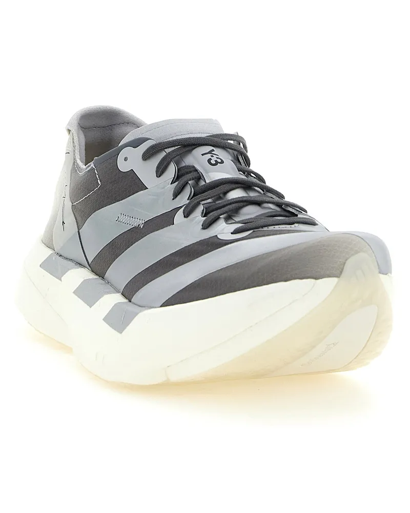Y-3 Metallic Striped Mesh Sneakers — Gray Gray