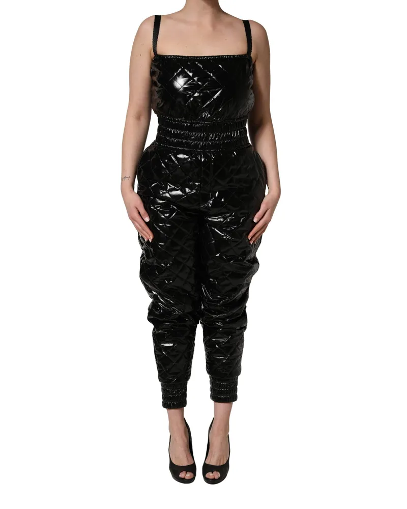 Dolce & Gabbana Women's Black Sleeveless Romper Jumpsuit Dress Nylon Silk Black