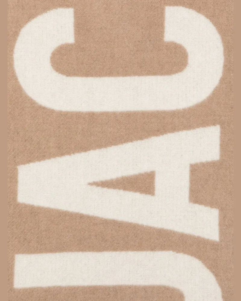 Jacquemus Logo Intarsia Virgin Wool Scarf — Taupe Taupe