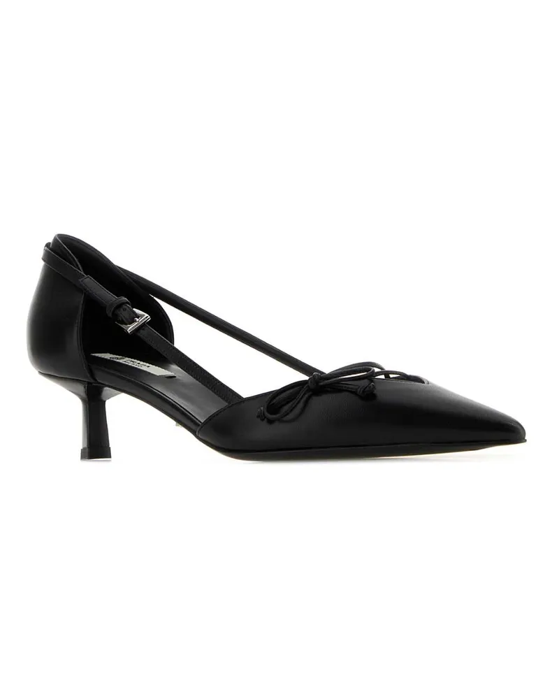 Prada Women's Black Leather Pumps Nero Scarpe Con Tacco Black