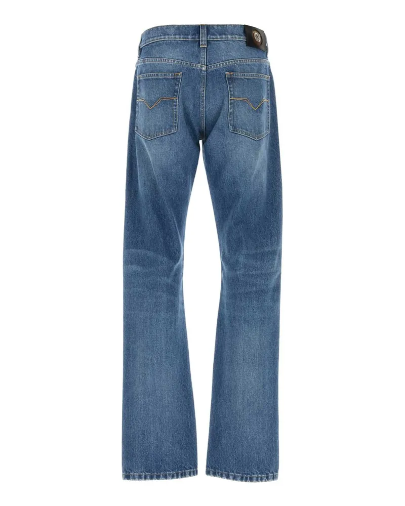 Versace Men's Pant Denim Stone-Washed Not Stretch Fabric Lightblue Pantaloni Trousers Blue