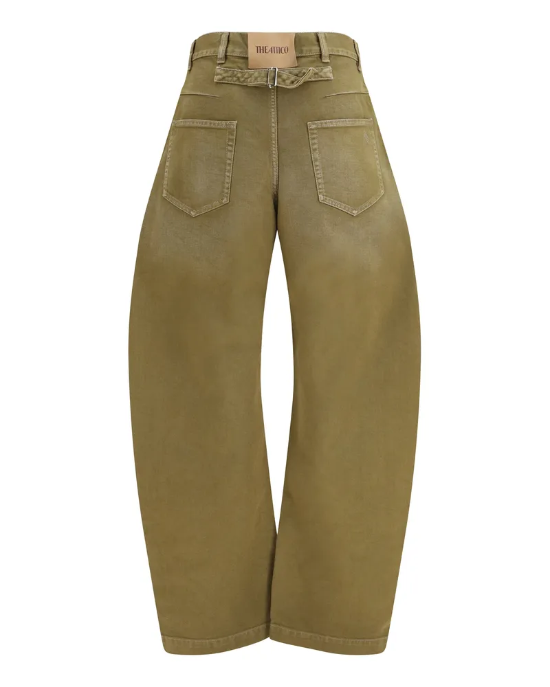 ATTICO Women's Wide-Leg Jeans With Back Belt 156 Cotton Beige