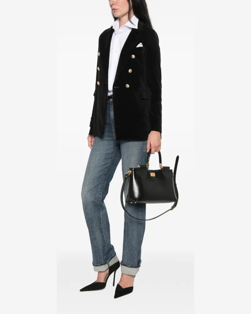 CIRCOLO 1901 Double-Breasted Velvet Blazer — Black Black