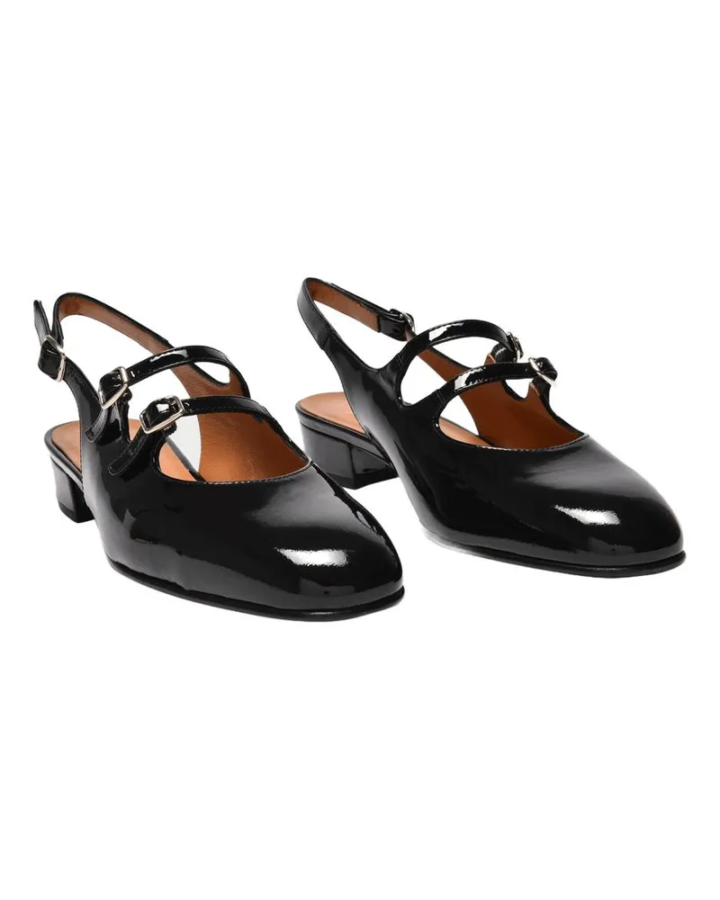Carel Women's Patent Leather Slingback Mary Jane Flat Black Calfskin Black