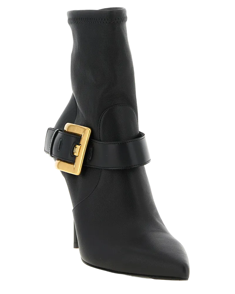 Balmain Women's Black Lamb Leather Ankle Boots Black