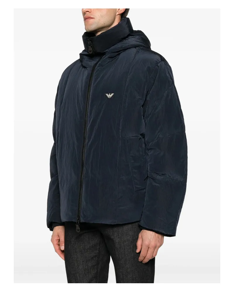 Emporio Armani Crinkled Nylon Down Down Jacket — Navy Navy