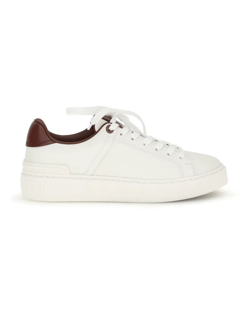 Balmain Women's Sneakers B-Court White-Burgundy Leather Trainers White/burgundy 