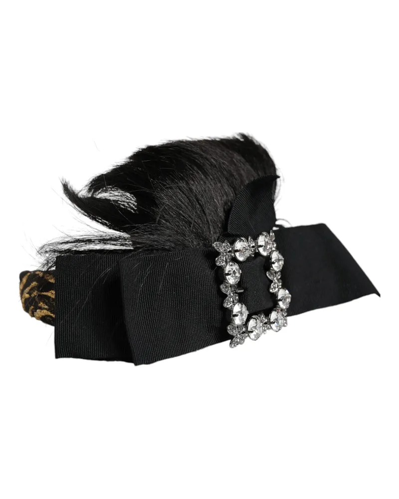 Dolce & Gabbana Women's Black Hair Parrucchiera Crystal Headband Diadem Viscose Silk Nylon Elastane Accessory Black