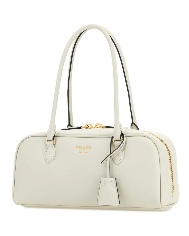 Prada Bauletto Calfskin Leather Shoulder Bag — White White