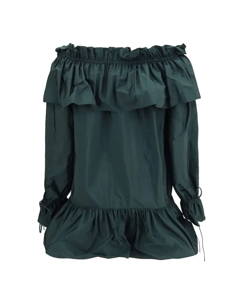 Saint Laurent Women Bicolor Polyamide Casual Dress Green