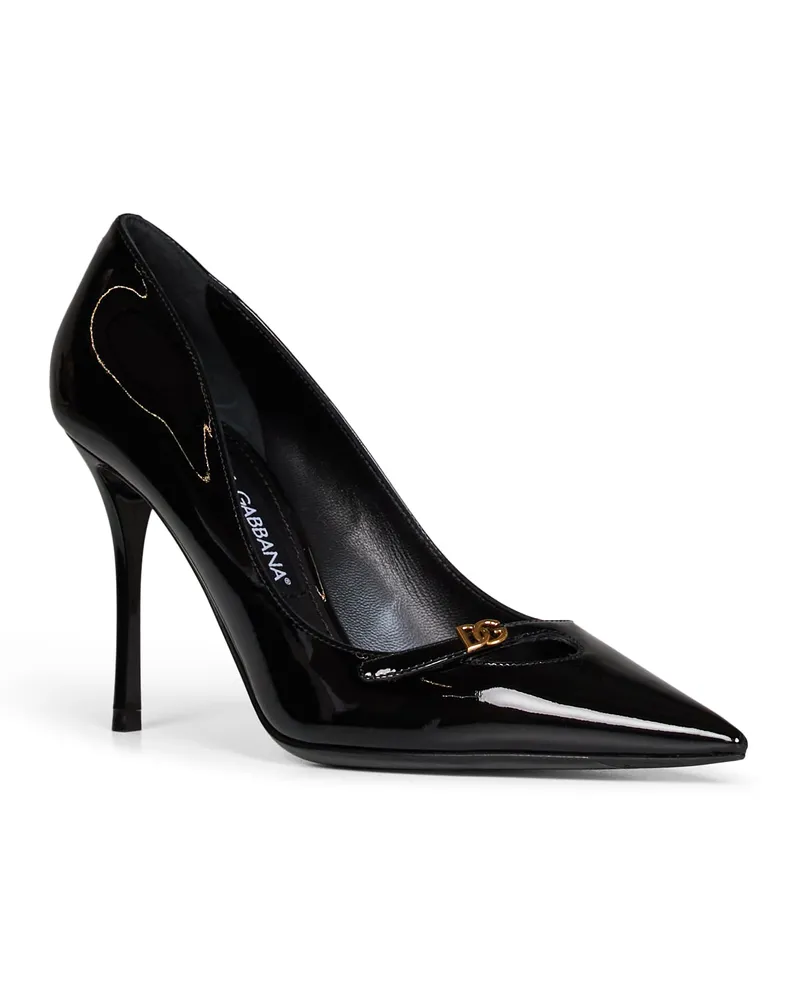 Dolce & Gabbana Patent Leather Pointed-Toe Stiletto Pumps — Black Black