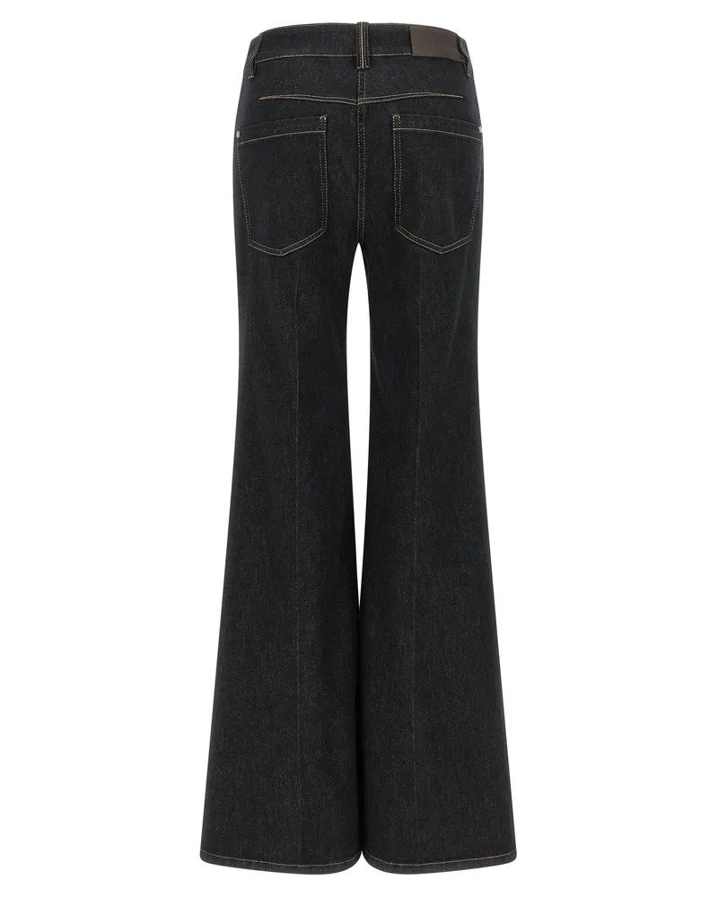 Brunello Cucinelli Flared-Leg Dark Wash Jeans — Black Black